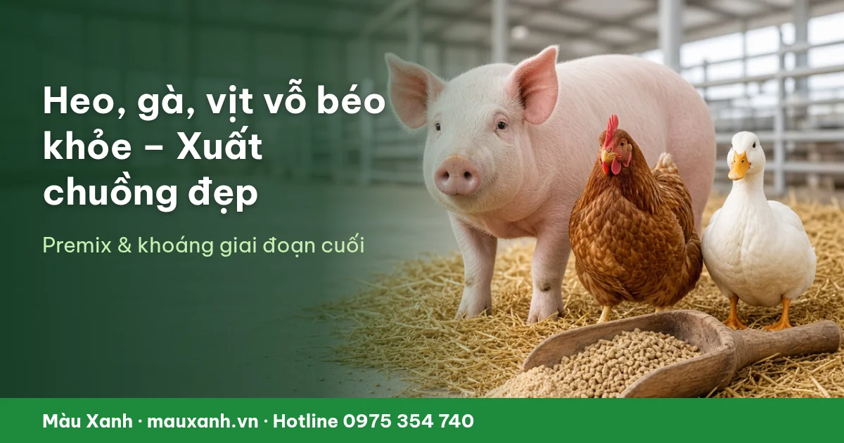 Premix và khoáng giai đoạn vỗ béo: chìa khóa cho FCR, chất lượng thịt và xuất chuồng an toàn
